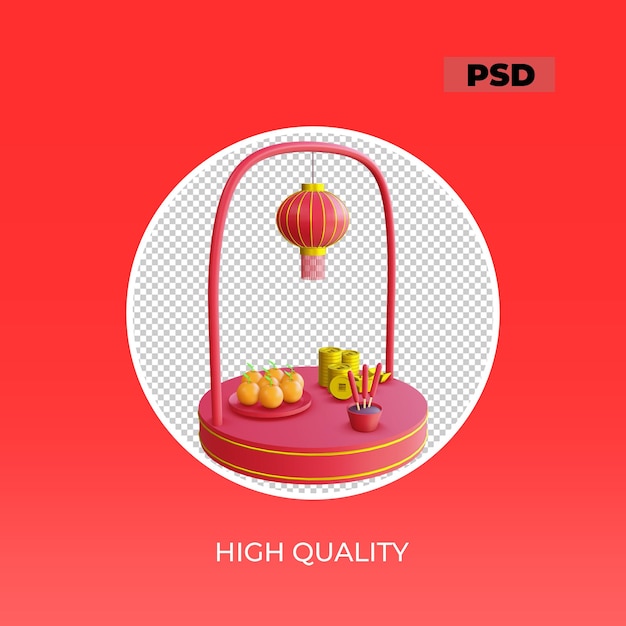3d render chinese new year object podium