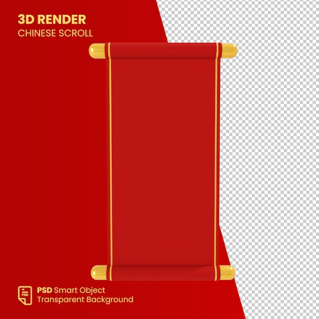 PSD 3d render chinese scroll paper