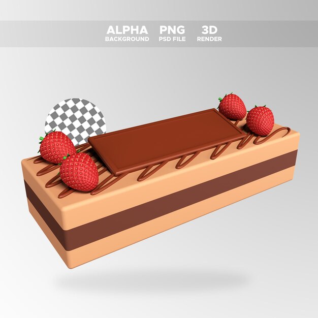 PSD 3 d レンダー チョコレート ケーキ イチゴ アイコン デザイン イラスト