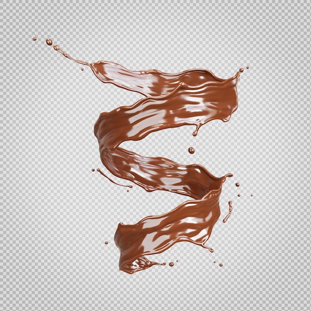 PSD 3d render of chocolate splashing spiral shape