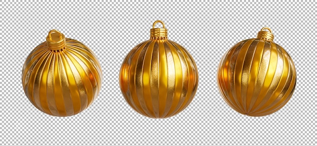 透明な背景、クリッピングパスにクリスマスの概念を持つクリスマスボールの3dレンダリング