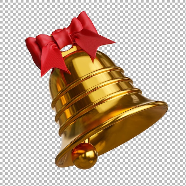 3d render of christmas bell on transparent background