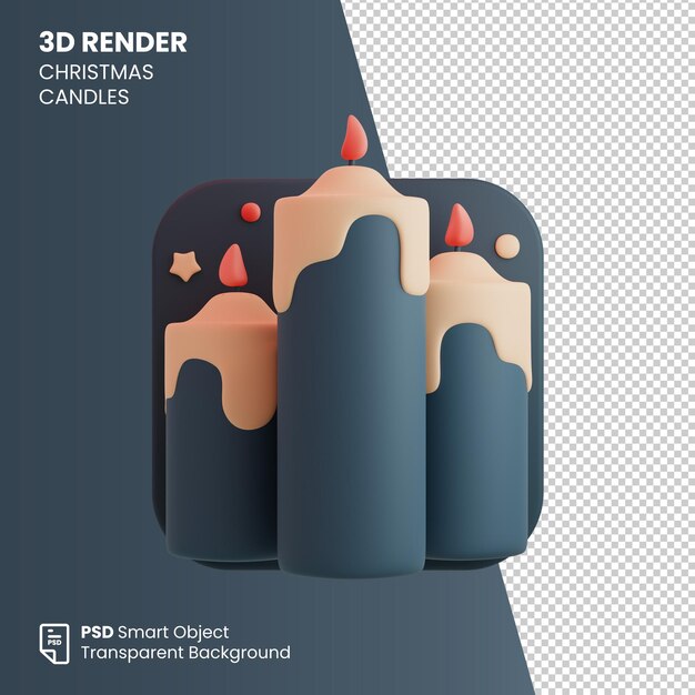 PSD 3dレンダリングのクリスマスキャンドル