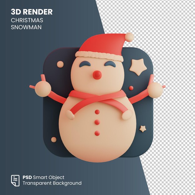 PSD 3d rendering di natale carino uomo di neve