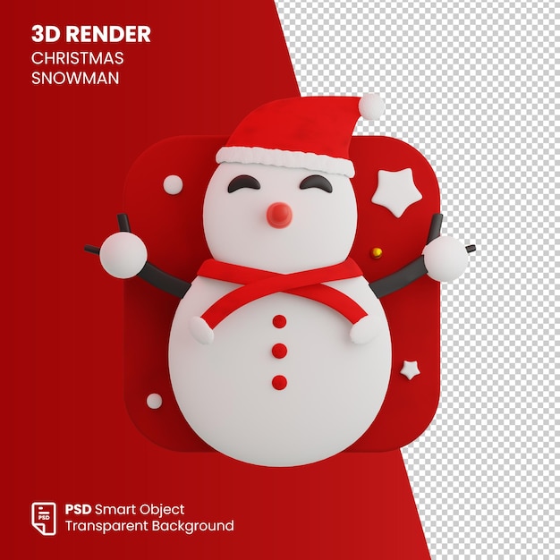 3d render christmas cute snowman