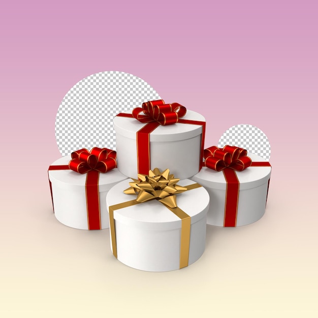 PSD 3d render christmas gifts boxes