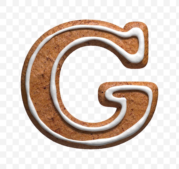 3d render of christmas gingerbread cookie letter g isolated