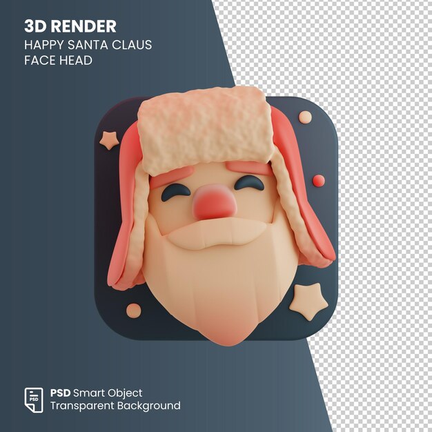 3d 렌더 크리스마스 행복한 산타클로스 머리