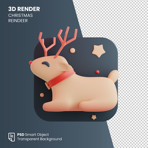 PSD 3d render рождественский олень