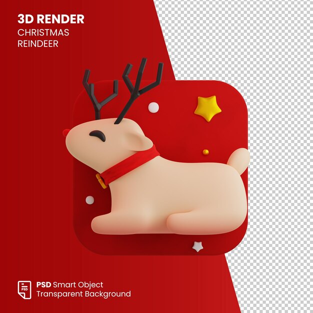 PSD 3dレンダリングのクリスマス・レインデア