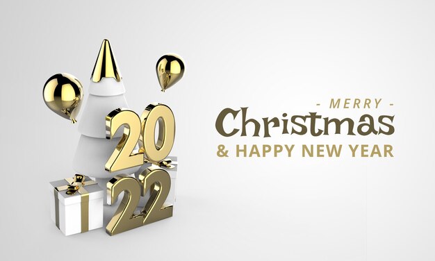 3D Render Christmas Tree and Gift Box New Year