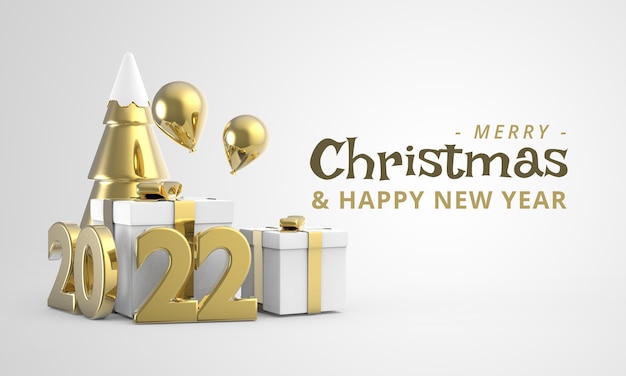 3d render christmas tree and gift box new year