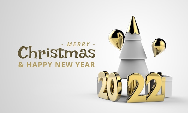 PSD render 3d albero di natale e confezione regalo capodanno