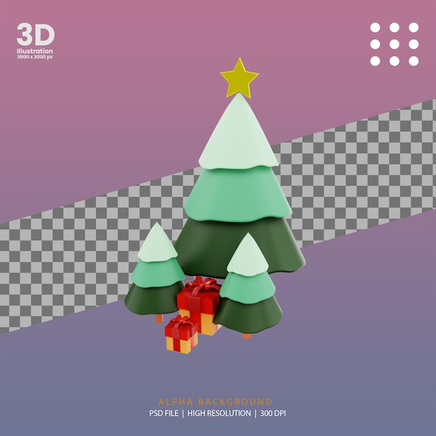 3d render christmas tree star illustration