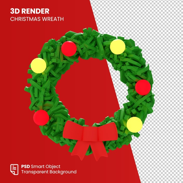 PSD 3dレンダリングのクリスマスリース