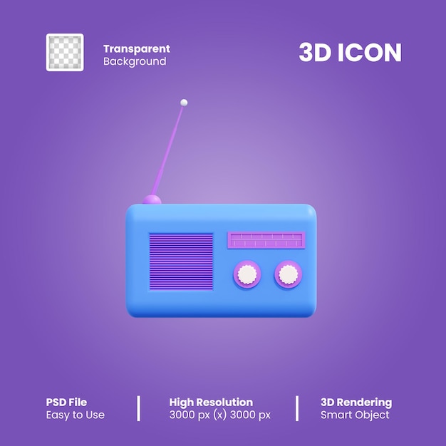 3d визуализация классического радио с изолированным фоном