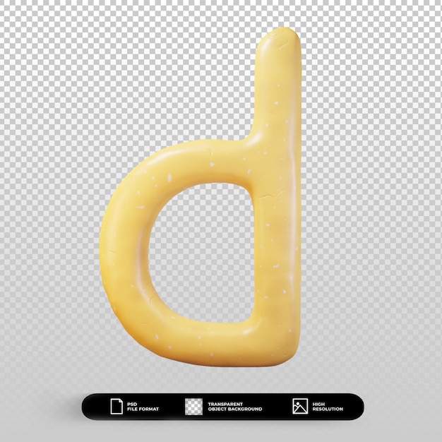 PSD 3d render clay style letter d