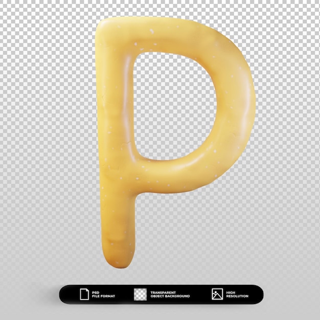 3d render clay style letter p