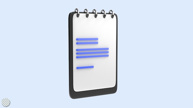 PSD 3d render clipboard for office equipment illustration checkbox paper