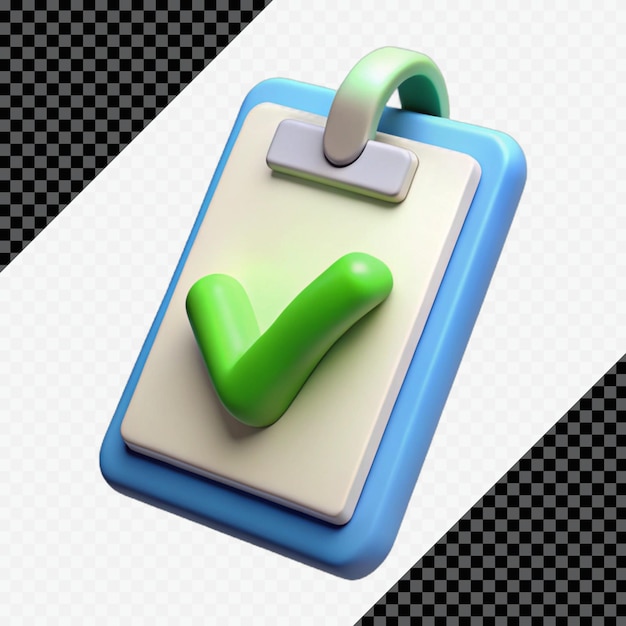 3D Render of Clipboard with Green Checkmark