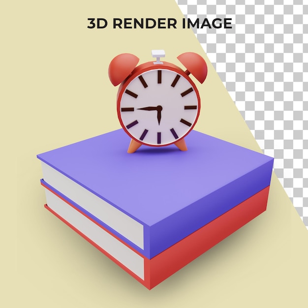 3d render clock with back to school concept premium psd