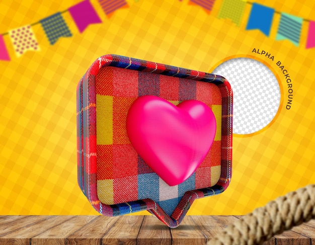 3d render cloth texture heart festa junina in brazil