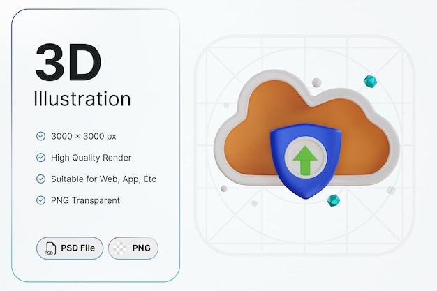 3 d レンダリング クラウド データ オブジェクト サイバー セキュリティ モダンなデザイン アプリケーションと web