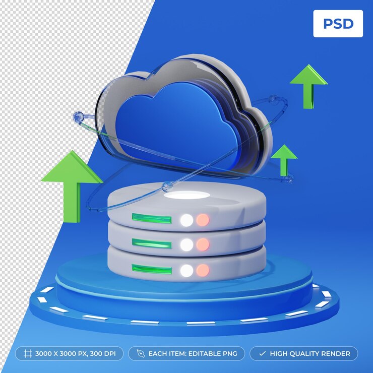 PSD 3d render of a cloudbase with podium