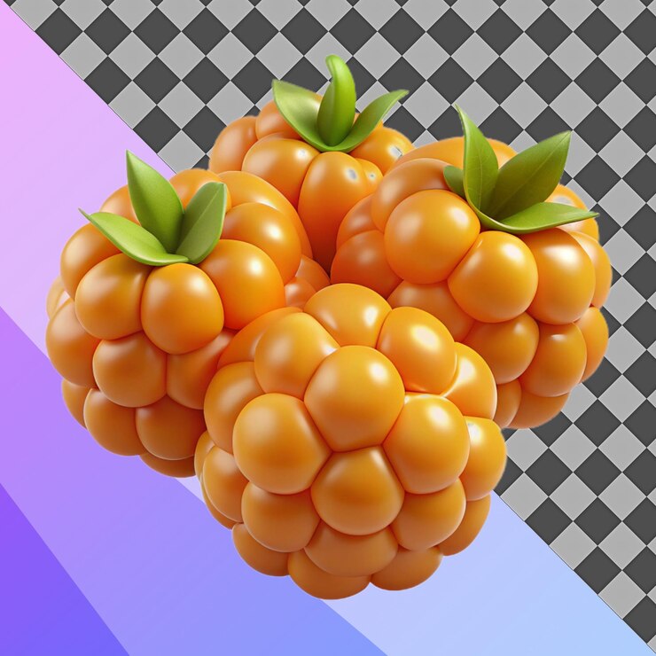 PSD 3d render of cloudberries