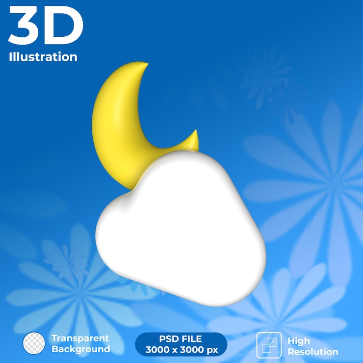 PSD 3d рендеринг пасмурной ночной погоды в перспективе