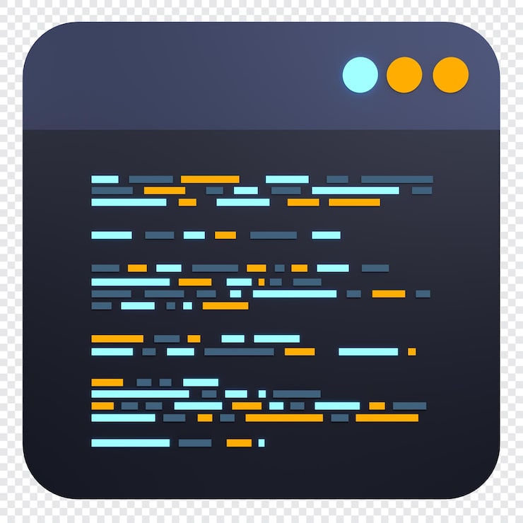 PSD 3d render coding icon coding screen 3d rendering programming with syntax code 3d render illustration