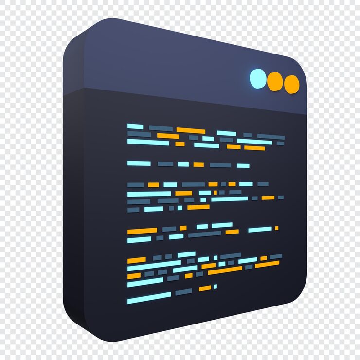 PSD 3d render coding icon coding screen 3d rendering programming with syntax code 3d render illustration