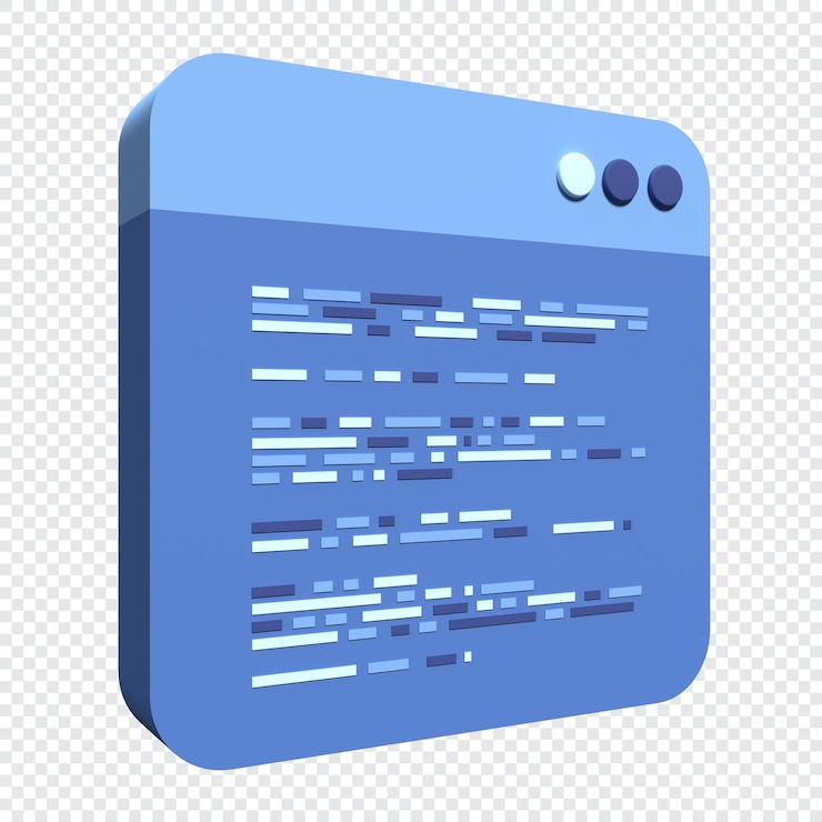 PSD 3d render coding icon coding screen 3d rendering programming with syntax code 3d render illustration