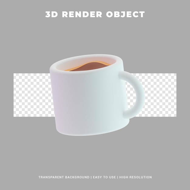 PSD マグカップアイコンイラストで3dレンダリングコーヒー