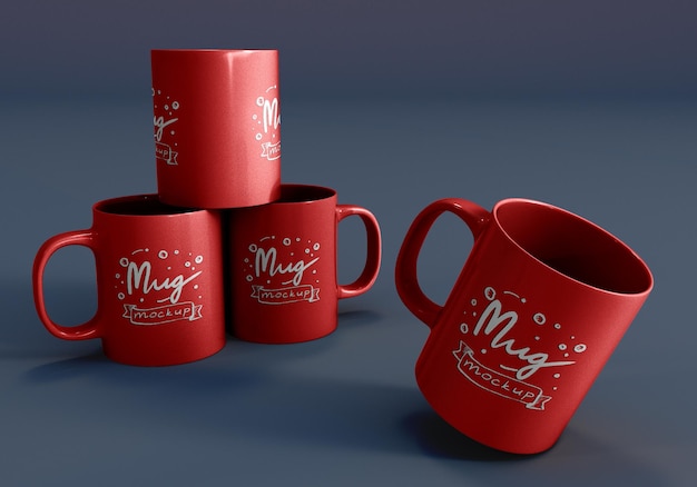 PSD rendering 3d mockup di tazza da caffè design