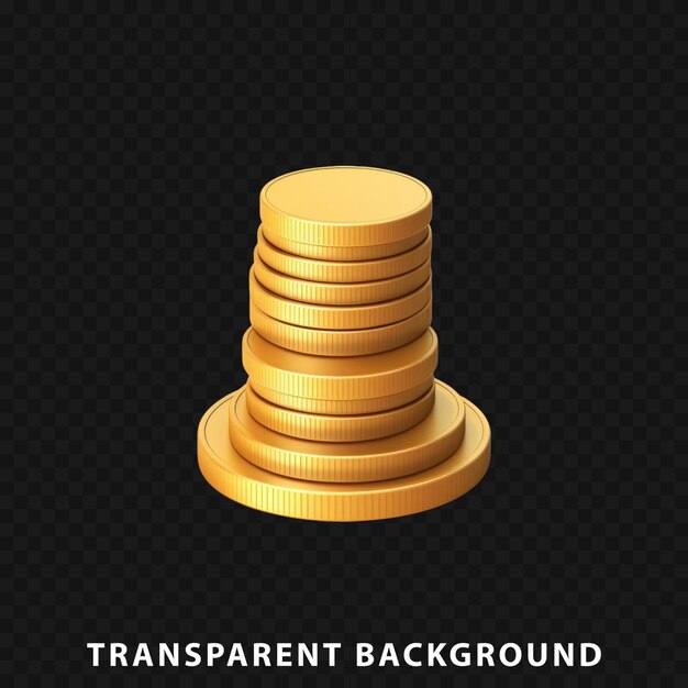 3d Render Coin Stack Izolowany Na Przezroczystym Tle