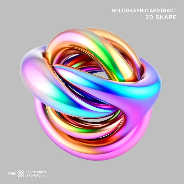 3D Render of a Colorful Abstract Fluid Twisted Shape on Transparent Background
