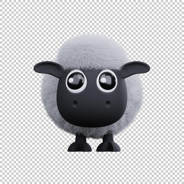 3d render of colorful black sheep psd