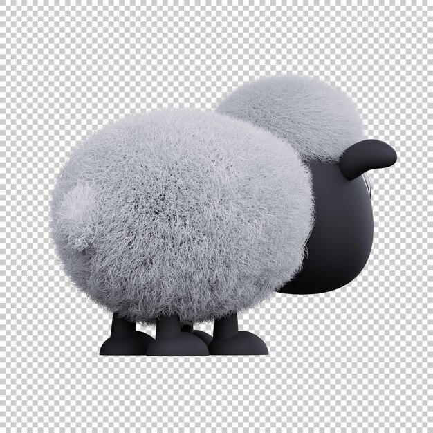 PSD 3d render of colorful black sheep psd