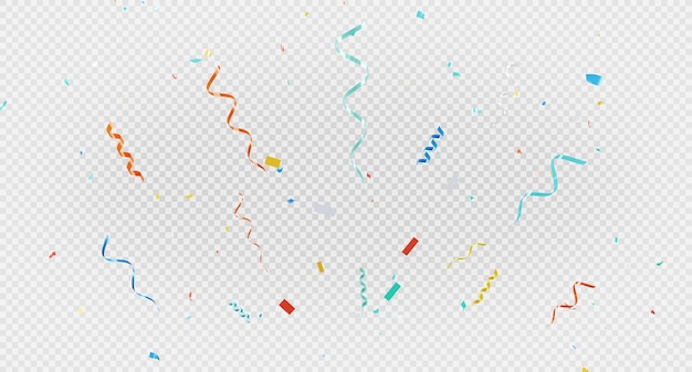 PSD 3d render of colorful confetti flying on transparent background