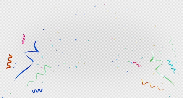 PSD 3d render of colorful confetti flying on transparent background