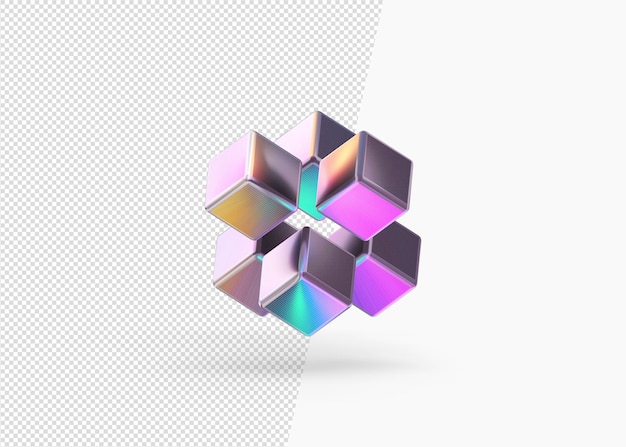 PSD 3d render colorful gradient playing cube psd