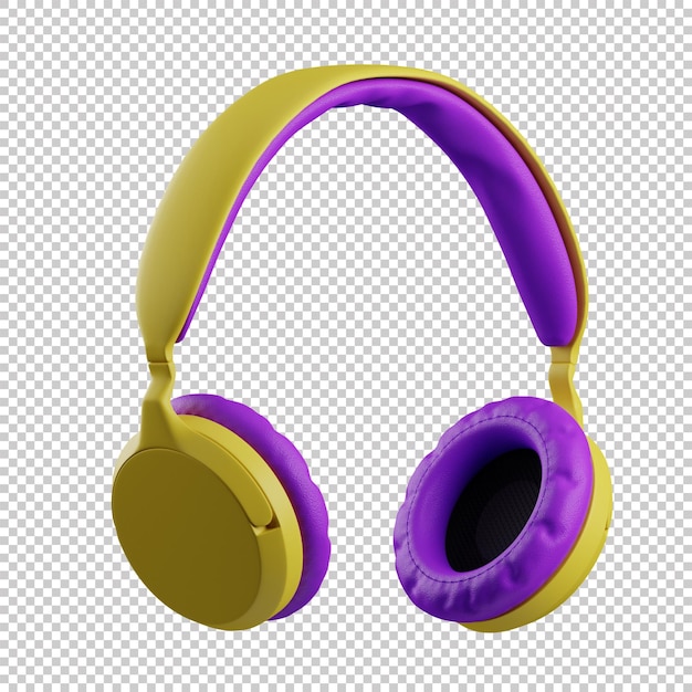 3d render of colorful headphones psd