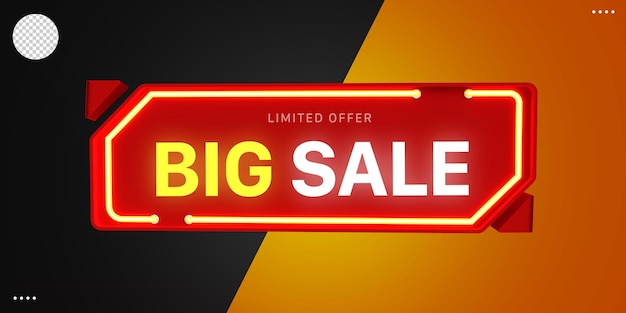 PSD 3d render colorful red big sale badge banner