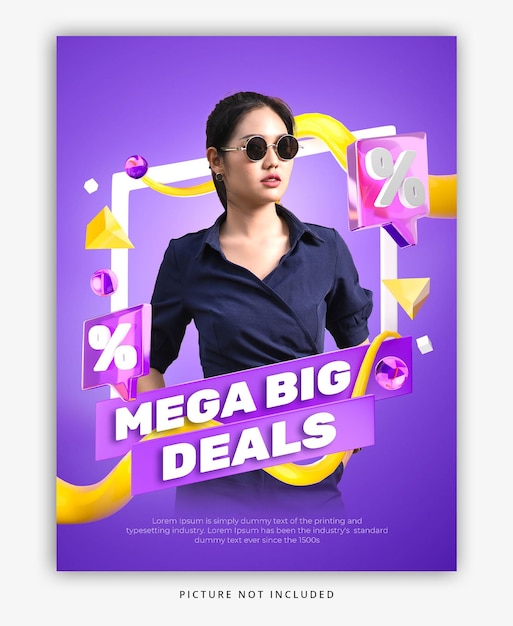 3d render colorful sale discount promotion banner