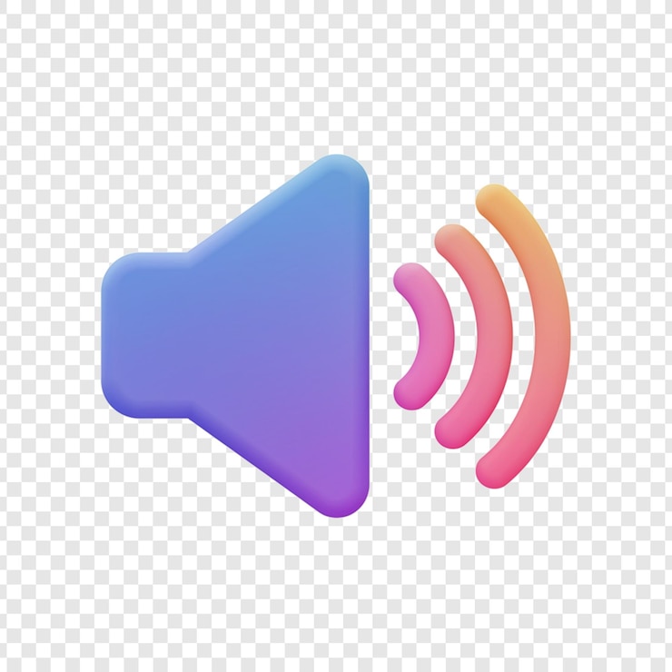 PSD 3d render of a colorful speaker icon on transparent background