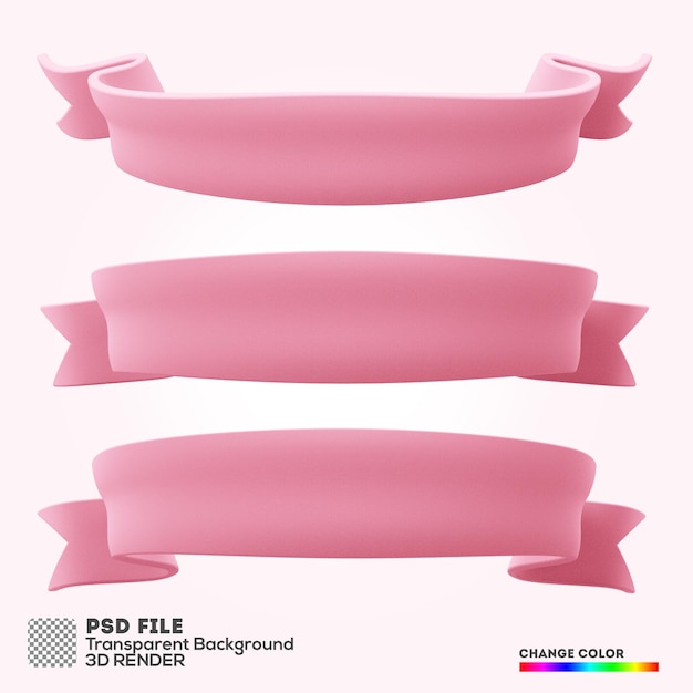 PSD 3d render colorfull ribbon set