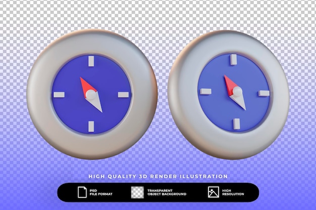 PSD 3d render compass set isolated illustration