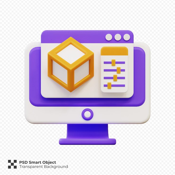 PSD 3d render of computer icon illustration premium psd