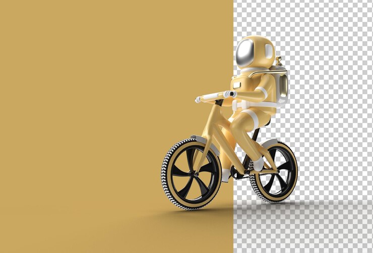  3d render concept of astronaut bicycle transparent psd file